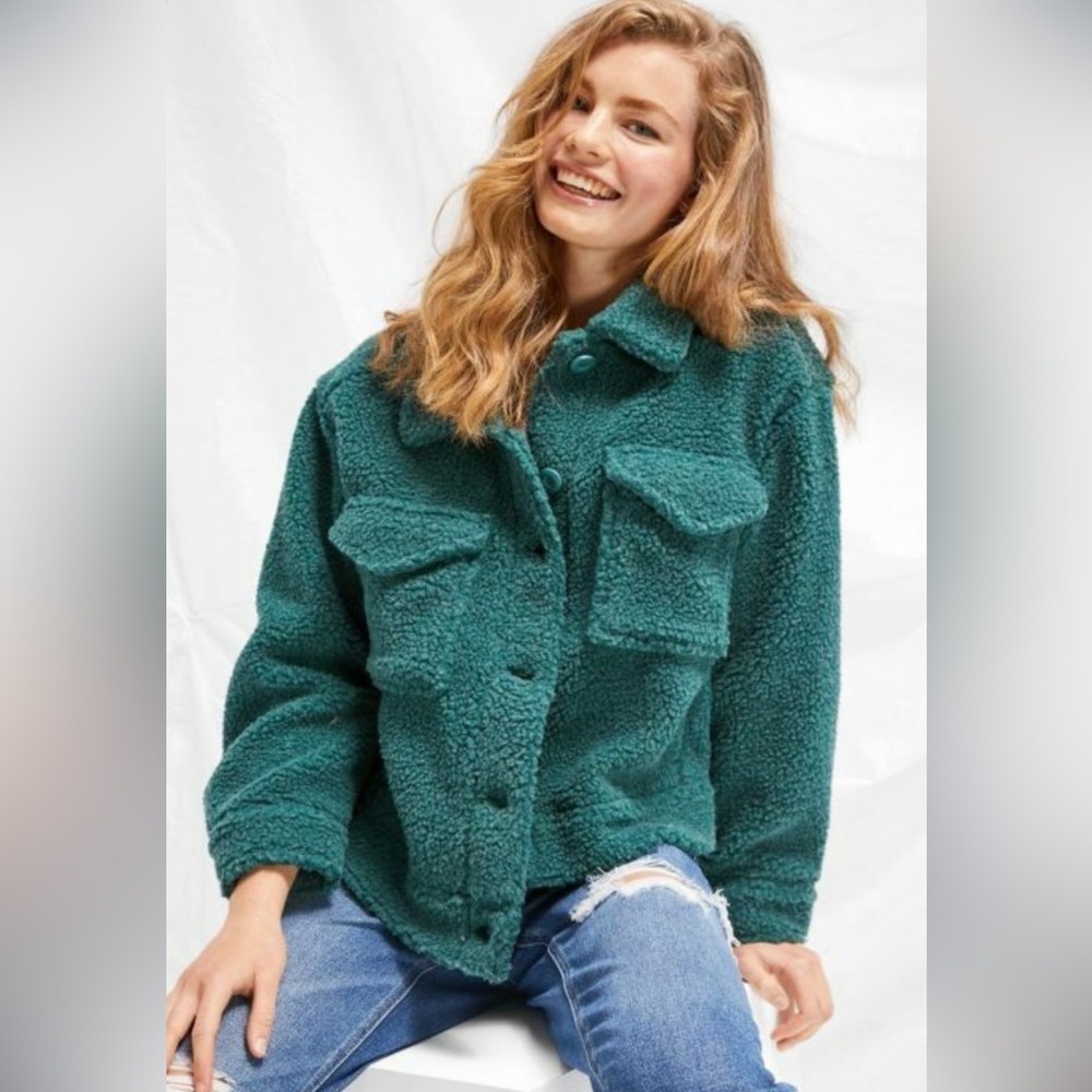 American Eagle Sharm Dark Teal Teddy Jacket. Size S